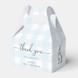 Blue Gingham Bunny Birthday Tack Favor Box Presentaskar