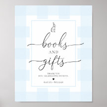 Blue Gingham Bunny Rabbit Bokar och Gifts