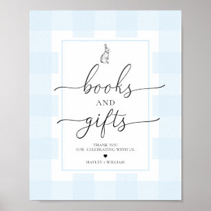 Blue Gingham Bunny Rabbit Bokar och Gifts Poster