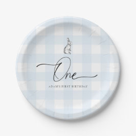 Blue Gingham Bunny Rabbit First Birthday