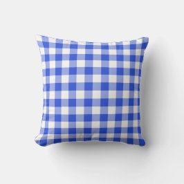 Blue Gingham Check Dekorativ kudde