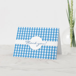 Blue Gingham Check Mönster Tack Kort