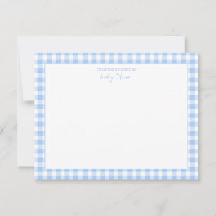 Blue Gingham check Personlig Flat Tack Kort