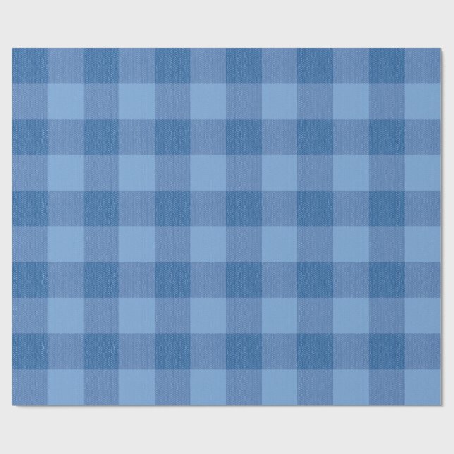Blue Gingham Check Presentpapper (Platt)