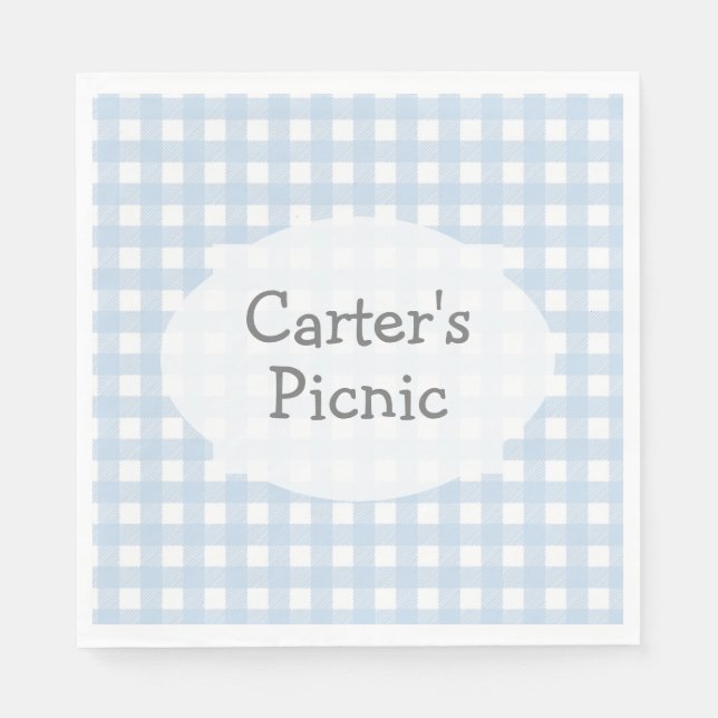 Blue Gingham Check Print Picnic Party Napkin Pappersservett (Framsidan)