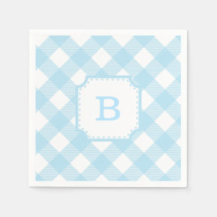 Blue Gingham Checkered Mönster Pappersservett