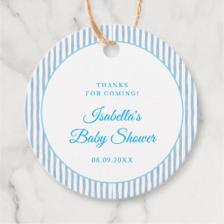 Blue Gingham Classic Elegant Baby Shower Favor Gåvor Etiketter