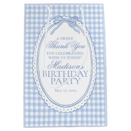 Blue Gingham Coquette Bow Birthday Party Favors