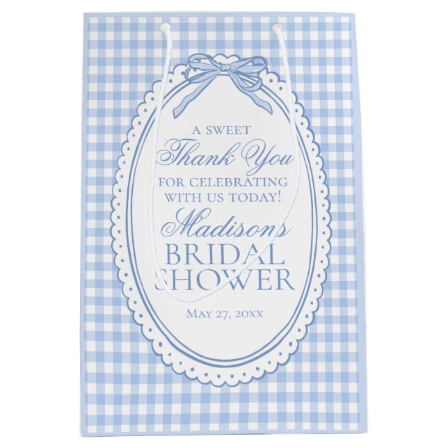 Blue Gingham Coquette Bow Bridal Shower Favors (Framsidan)