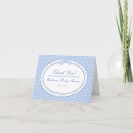 Blue Gingham Coquette Bow Thank You Card  Tack Kort