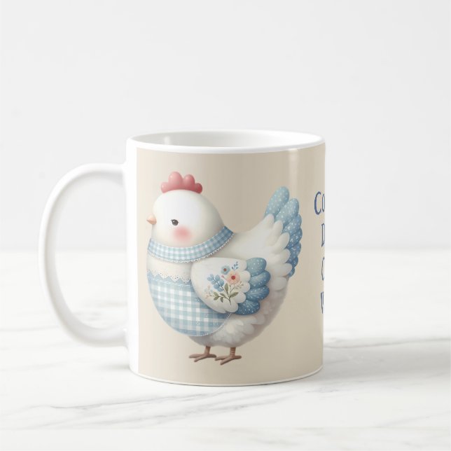 Blue Gingham Cottage Hen Cozy Ways Kaffemugg (Vänster)