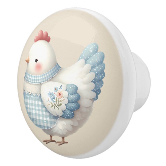 Blue Gingham Cottage Hen Knopp (Höger)