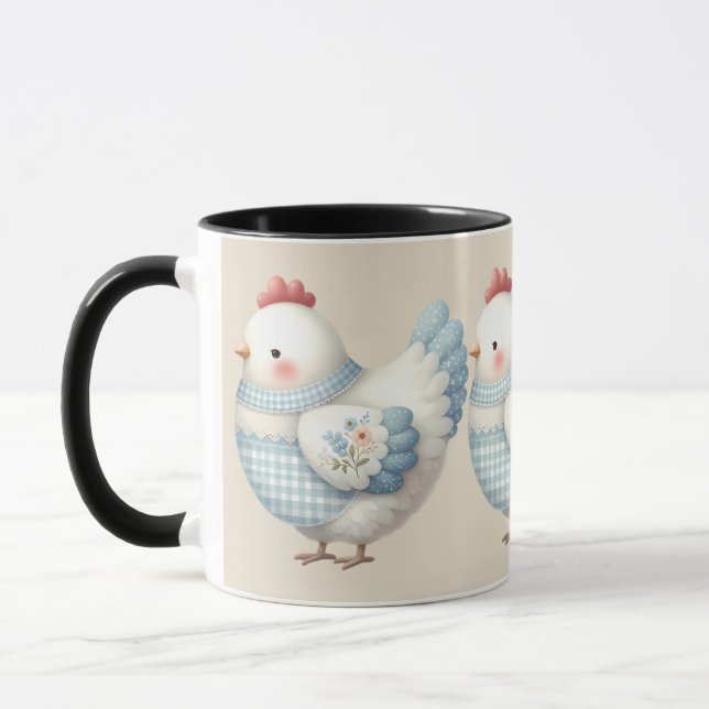Blue Gingham Cottage Hen Mugg (Vänster)