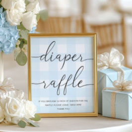 Blue Gingham Diaper Raffle Poster