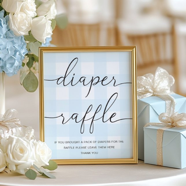 Blue Gingham Diaper Raffle Poster (Skapare uppladdad)