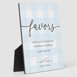 Blue Gingham Favors Sign