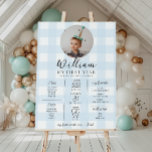 Blue Gingham First Birthday Milestone Timeline Poster<br><div class="desc">Fira de första 12 månaderna av din lilla med den första delstenstecknet på födelsedagen. Anpassa tecknet med baby årliga milstolpar. Om du vill lägga till text i designen väljer du knappen "Anpassa" ovan för mer avancerade anpassningsfunktioner.</div>