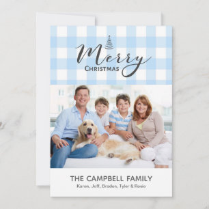 Blue Gingham God jul Card Julkort