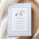 Blue Gingham Golf Baby Shower Inbjudningar<br><div class="desc">Vänner och familj från inbjudan till  i glädjen av din lilla ankomst med den här eleganten.</div>