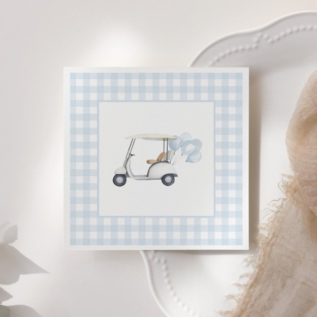 Blue Gingham Golf Baby Shower Pappersservett (Skapare uppladdad)