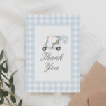 Blue Gingham Golf Baby Shower Tack Kort<br><div class="desc">Säg tack till vänner och familj för att du har varit med i din barndusch med den här eleganten.</div>