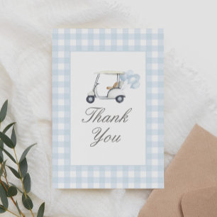 Blue Gingham Golf Baby Shower Tack Kort