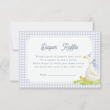 Blue Gingham Goose Diaper Raffle Card