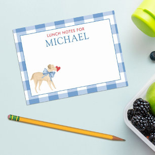 Blue Gingham Hund with Bow Kids Anpassningsbar Lun Post-it Block