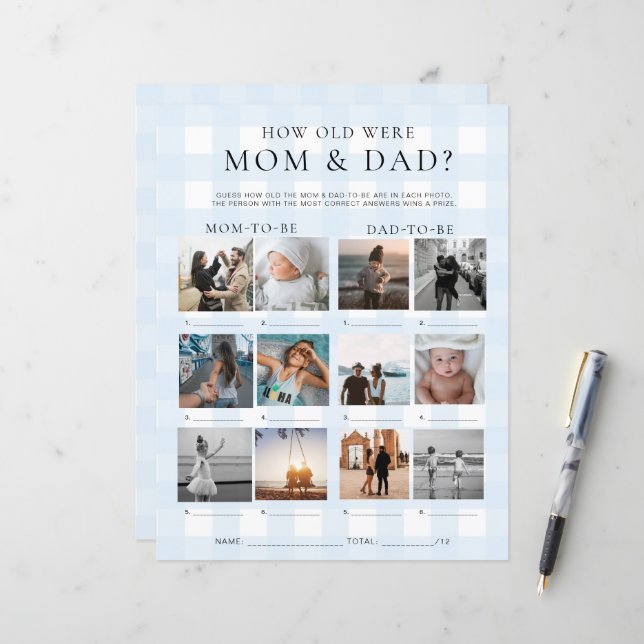 Blue Gingham Hur gammalt var fotopatame mellan Mam (Fram/Back In Situ)