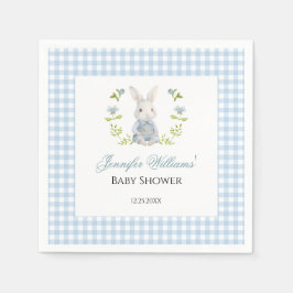 Blue Gingham Little Bunny Vår Pojke Shower Pappersservett