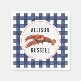 Blue Gingham Lobster Bröllop Napkins Pappersservett