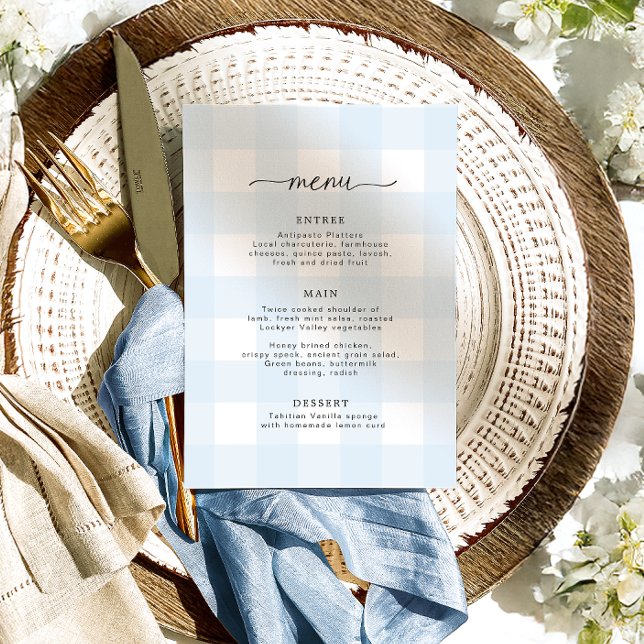Blue Gingham Menu Meny (Skapare uppladdad)