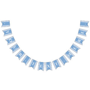 Blue Gingham Monogram Picnic Bunting Banner Vimplar