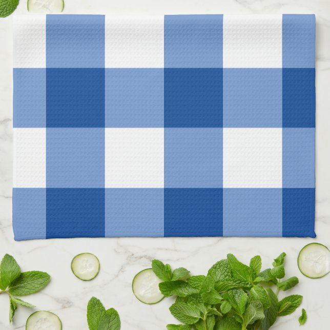 Blue gingham mönster kökshandduk (Vikta)