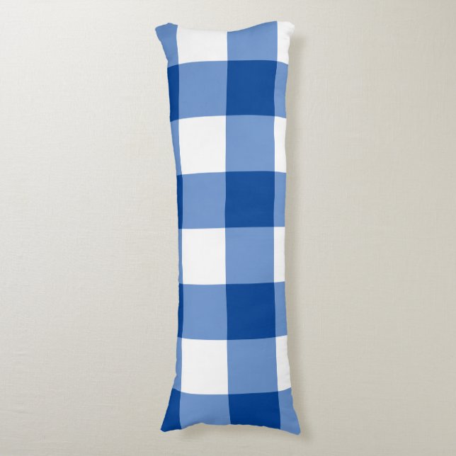 Blue gingham mönster kroppskudde (Framsidan Vertikal)