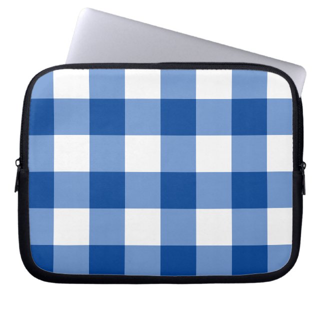 Blue gingham mönster laptop fodral (Framsidan)