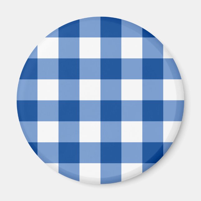 Blue gingham mönster magnet (Framsidan)