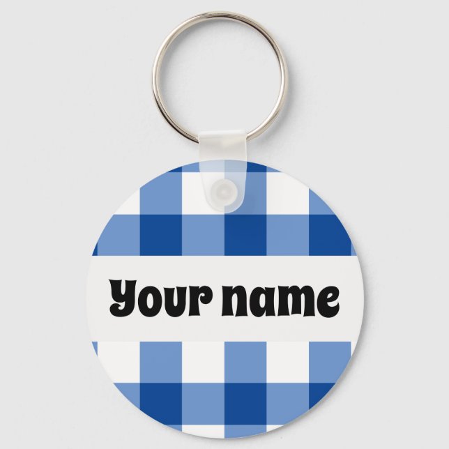 Blue gingham mönster nyckelring (Framsida)