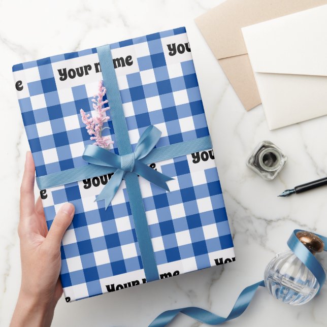 Blue gingham mönster presentpapper (Gifting)