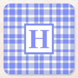 Blue Gingham Mönster Underlägg Papper Kvadrat