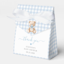 Blue Gingham Nalle Baby Shower