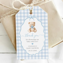 Blue Gingham Nalle Baby Shower