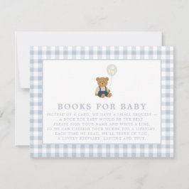 Blue Gingham Nalle Bokar för baby-kort Inbjudningar
