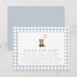 Blue Gingham Nalle Bokar för baby-kort Inbjudningar
