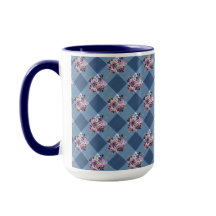 Blue Gingham och Lila Blue Blommigt Land