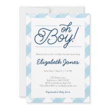 Blue Gingham "Oh Boy" Baby Shower-inbjudningar