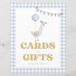 Blue Gingham One Fånig Goose Cards and Gifts Sign