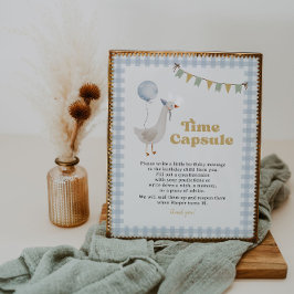 Blue Gingham One Fånig Goose Time Capsule Sign