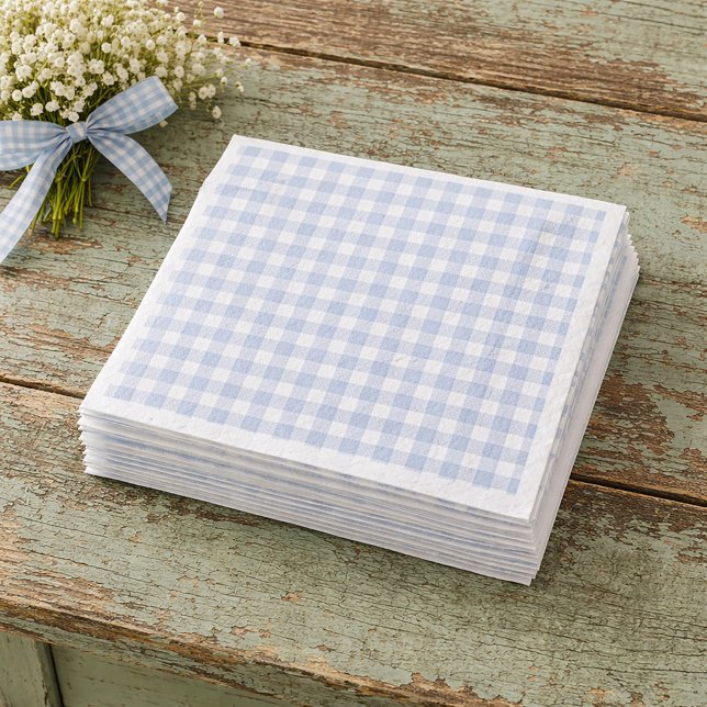 Blue Gingham Paper Napkins Pappersservett (Skapare uppladdad)