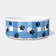 Blue Gingham Pet Bowl, Chic och Elegant